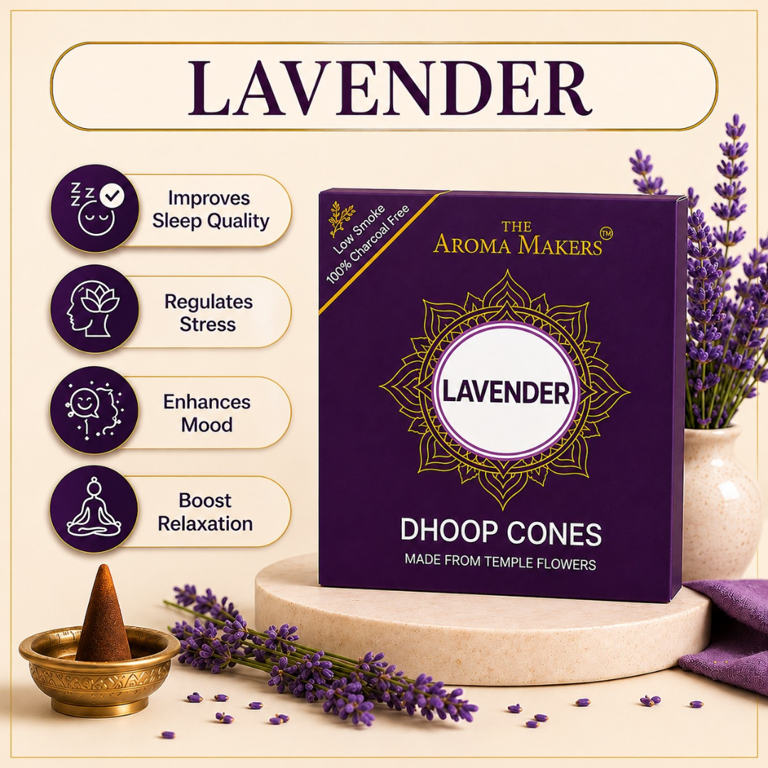 Lavender Dhoop Cones – Charcoal-Free Incense Cones