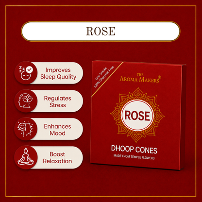Rose Dhoop Cones- Charcoal Free Incense Cones