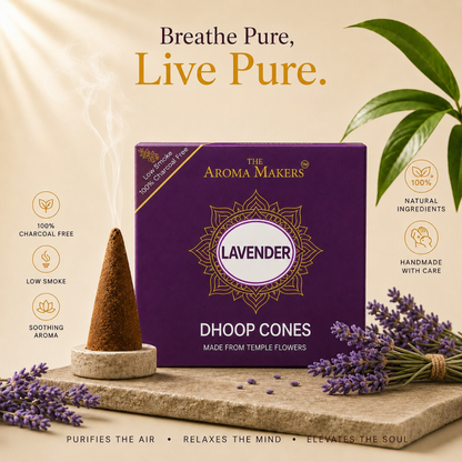 Lavender Dhoop Cones – Charcoal-Free Incense Cones