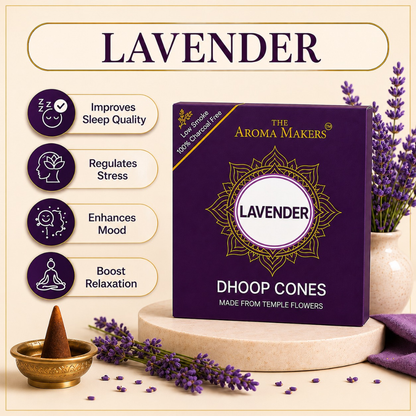 Lavender Dhoop Cones – Charcoal-Free Incense Cones