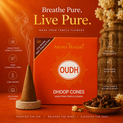 Oudh Dhoop Cones- Charcoal Free Incense Cones