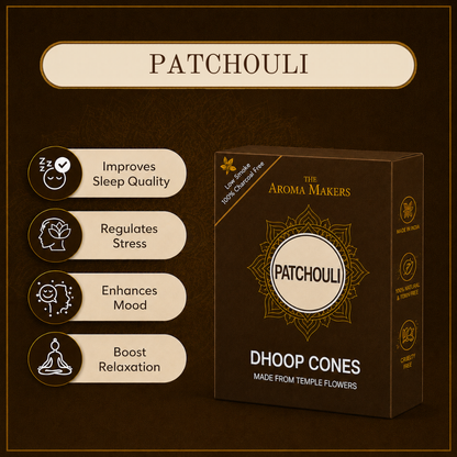 Patchouli Dhoop Cones- Charcoal Free Incense Cones